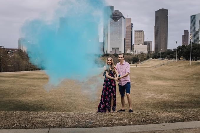 Adventure Awaits! - BABY GENDER REVEAL - 4-Pack Hand Held Air Filled Party Popper - 3 options: 4 Blue or 4 Pink or 2 Red/2 Blue - Check our store for other Color Run Festival colors! (2 Pink & 2 Blue)