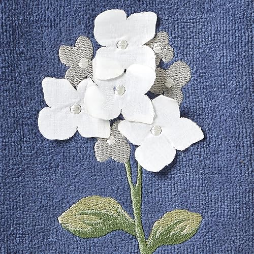 SKL Home Farm Hydrangea 100% Cotton 3D Embroidered 2pc Hand Towel Set, Decorative for Bath/Kitchen/Bar & Gift, Blue