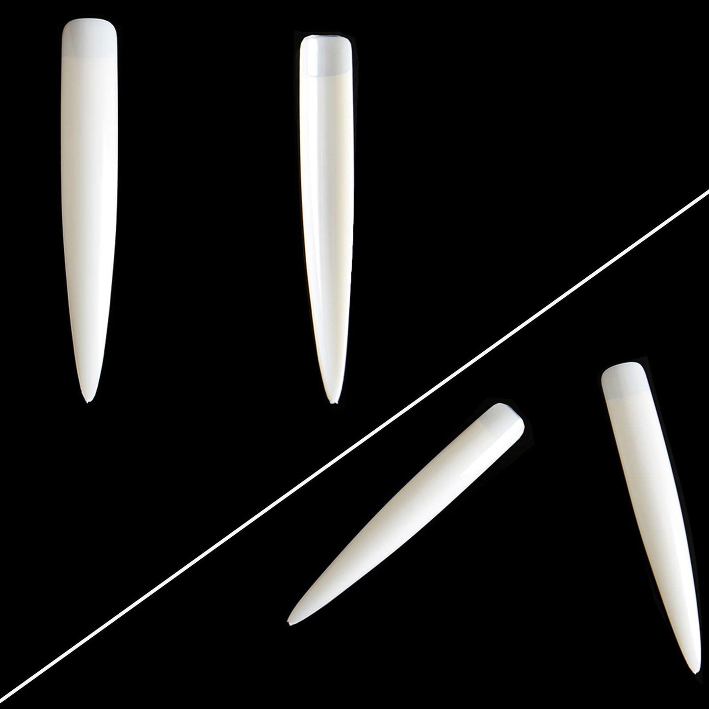 120 Pcs Stiletto Nail Tips Extra Long Sharp False Nail Art Tips Acrylic Fake Nail Tools Kit for Cosplay Bride (Natural)