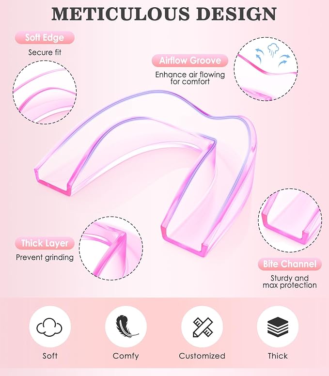 Mouth Guard for Grinding Teeth at Night, Mouth Guard for Sleeping, Mouthguards for Grinding of Teeth, Night Guards for Teeth Grinding, with 2 x 5X Mirror Case (4 Pack/2 Size)