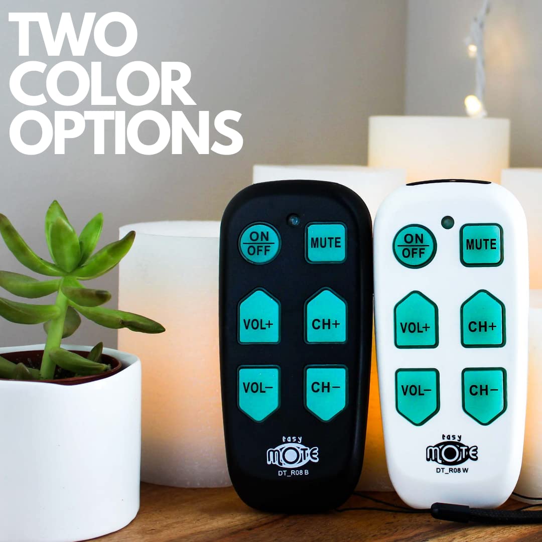 Universal Big Button TV Remote - EasyMote | DT-R08W. Backlit, Easy Use, Smart, Learning Television & Cable Box Controller, Perfect for Assisted Living Elderly Care. White TV Remote Control