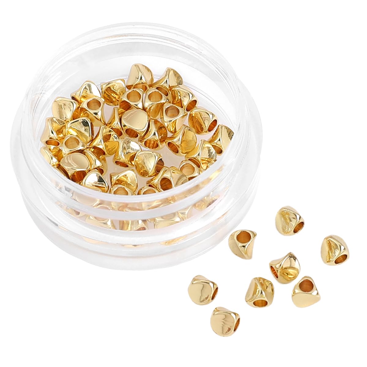 BEADIA 14K Gold Plated Twisted Spacer Beads 3x3mm 50pcs for Jewelry Making Findings Non Tarnish