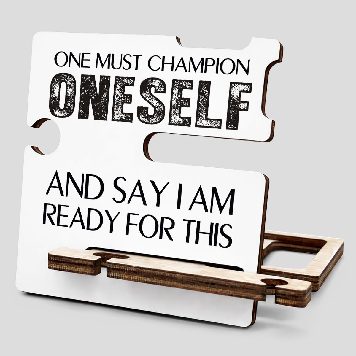 Inspirational Office Gift - Multi-functional Desk Organizer - Motivational Positive Office Quote Wooden Decor Sign for Coworker Desk Shelf Table