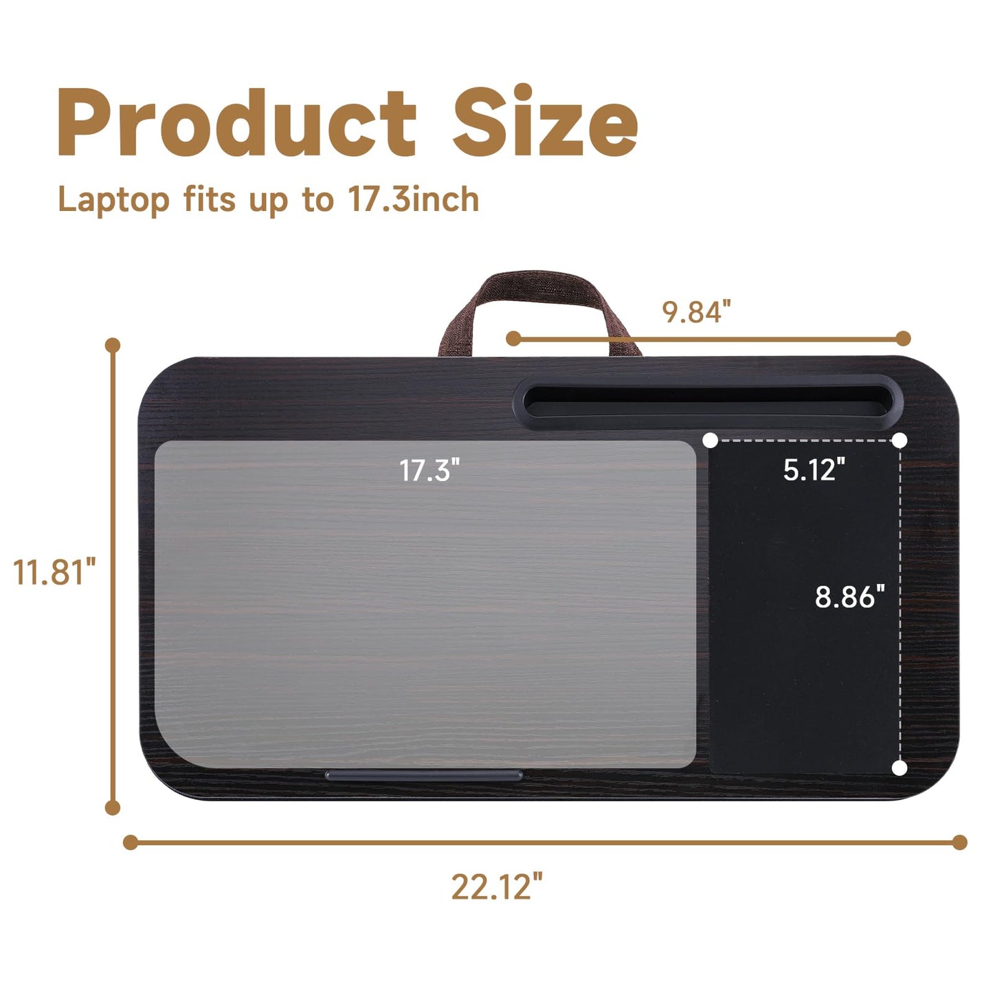ASIEIT New Laptop Lap Desks for Adults, Fits Up to 17.3" Laptops, Portable Laptop Desk for Bed, Multi-Functional Bed Desk with Mouse Pad, Cushion, Phone Holder & Handle, Lap Stand for Bed, Couch, Car
