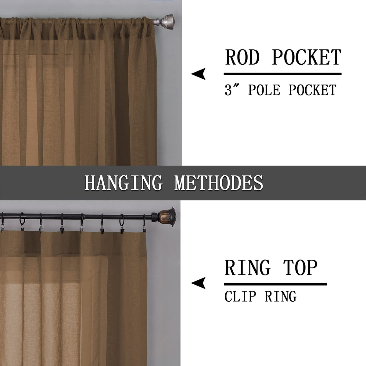 Short Sheer Curtain Linen Textured Living Room Curtains Sheer Light Filtering Rod Pocket Voile Curtain for Bedroom