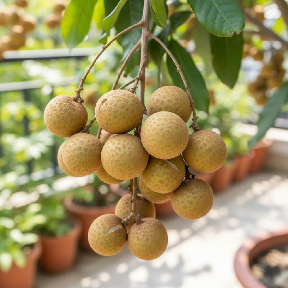 Sweet Longan Tree Live Plant, Longan Fruit Tree, Well Rooted, 3 Gallon Pot, 2-3 Feet Tall, Tropical Fruit Tree for Backyard and Garden, No Ship to CA