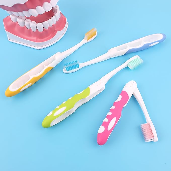 EasyHonor Folding Toothbrush Bulk,Soft Potable Size, Individually Wrapped,for Travel Camping School Home Supplies.(20 Pcs)