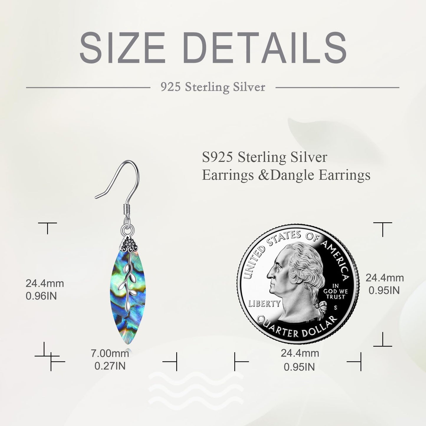 POPLYKE Teardrop Leaf Abalone Earrings for Women 925 Sterling Silver Leaf Earrings Dangle Leaf Jewelry Gifts Green Earrings