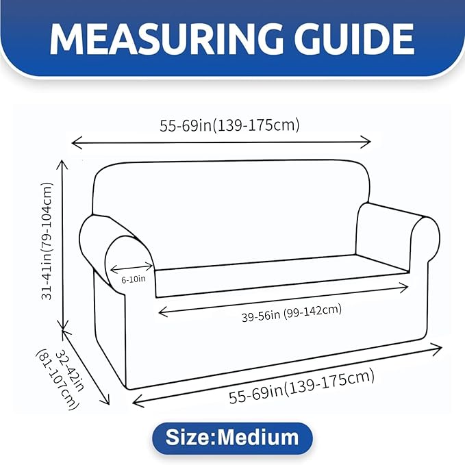 XINEAGE New 1 Piece Couch Covers for 2 Cushion (55"-69") Stretch Loveseat Sofa Cover Slipcover Jacquard Universal Furniture Protector with Elastic Bottom for Kids,Dog (Medium, Light Beige)