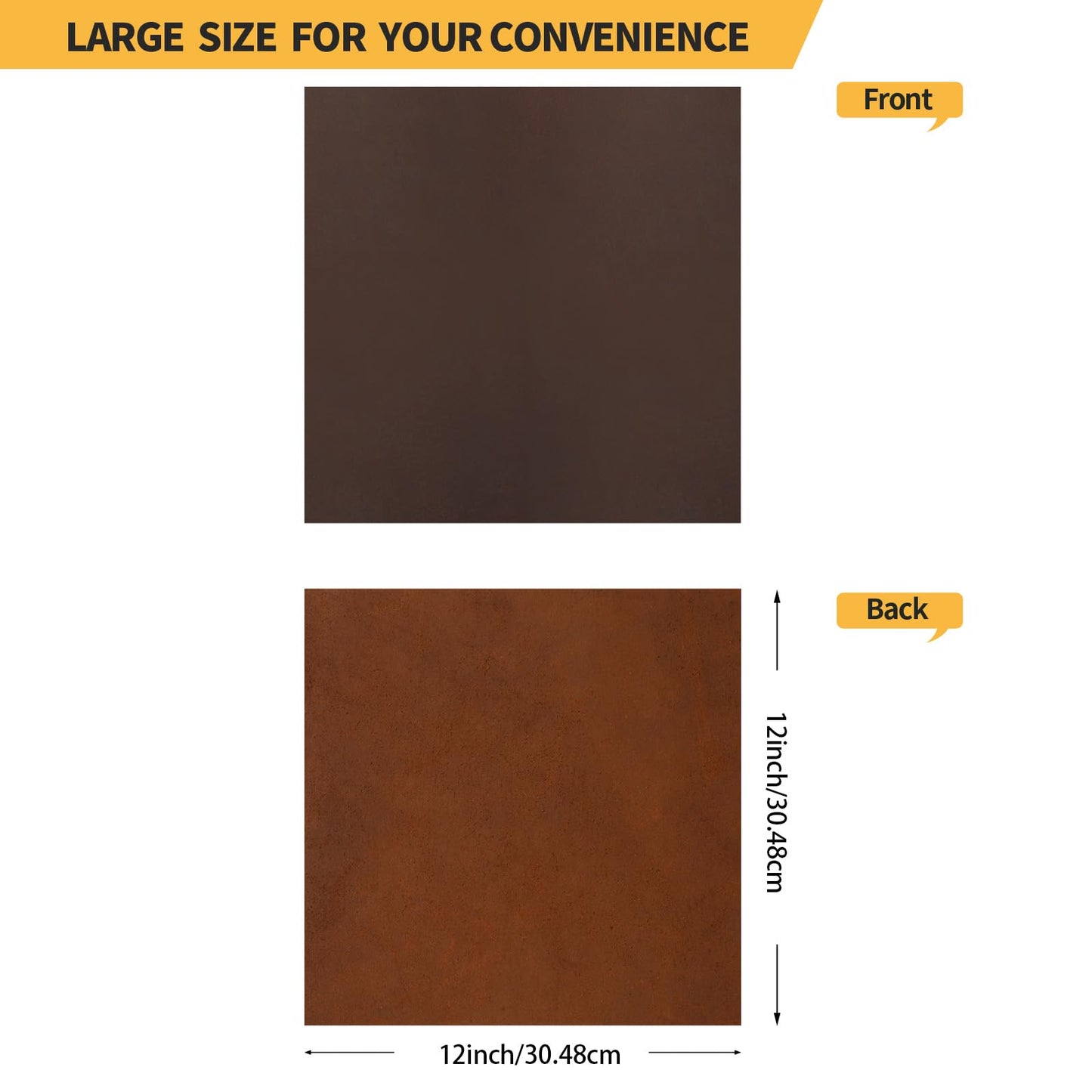 RingSun Genuine Leather Sheets for Crafts 12''X12'' Full Grain Leather Tooling Leather (2mm) Thick Cowhide Leather Pieces Square, Red Brown