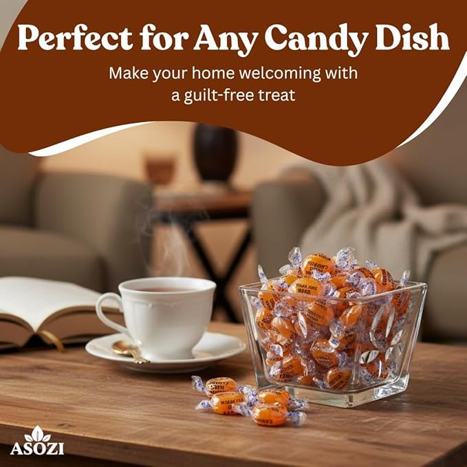 Sugar Free Butterscotch Hard Candy - 2lb of Sugar Free Hard Candy Individually Wrapped - Classic Buttery Sweetness, Perfect for Gatherings or Guilt-Free Treats
