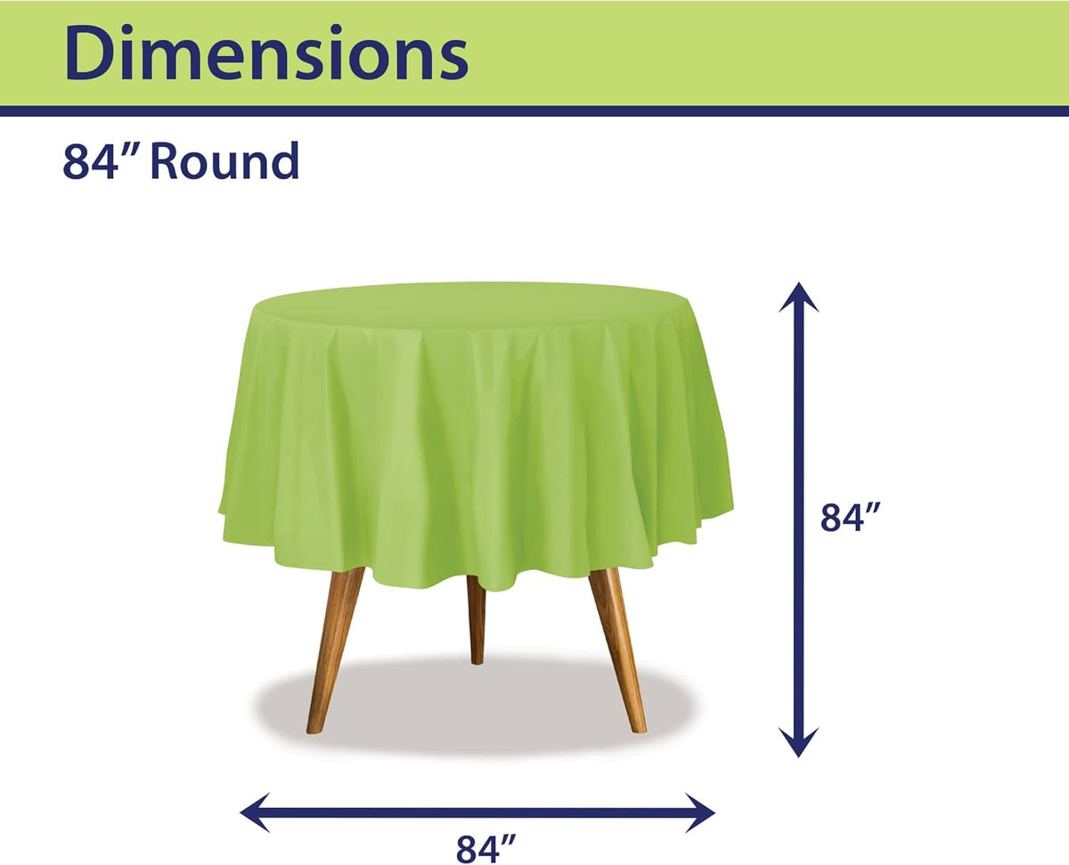 Lime Green Disposable Plastic Tablecloth for Round Tables (36 Pack) Table Cloths for Parties, Events & Weddings, Indoors & Outdoors, 84 inches, Plastic Table Cover