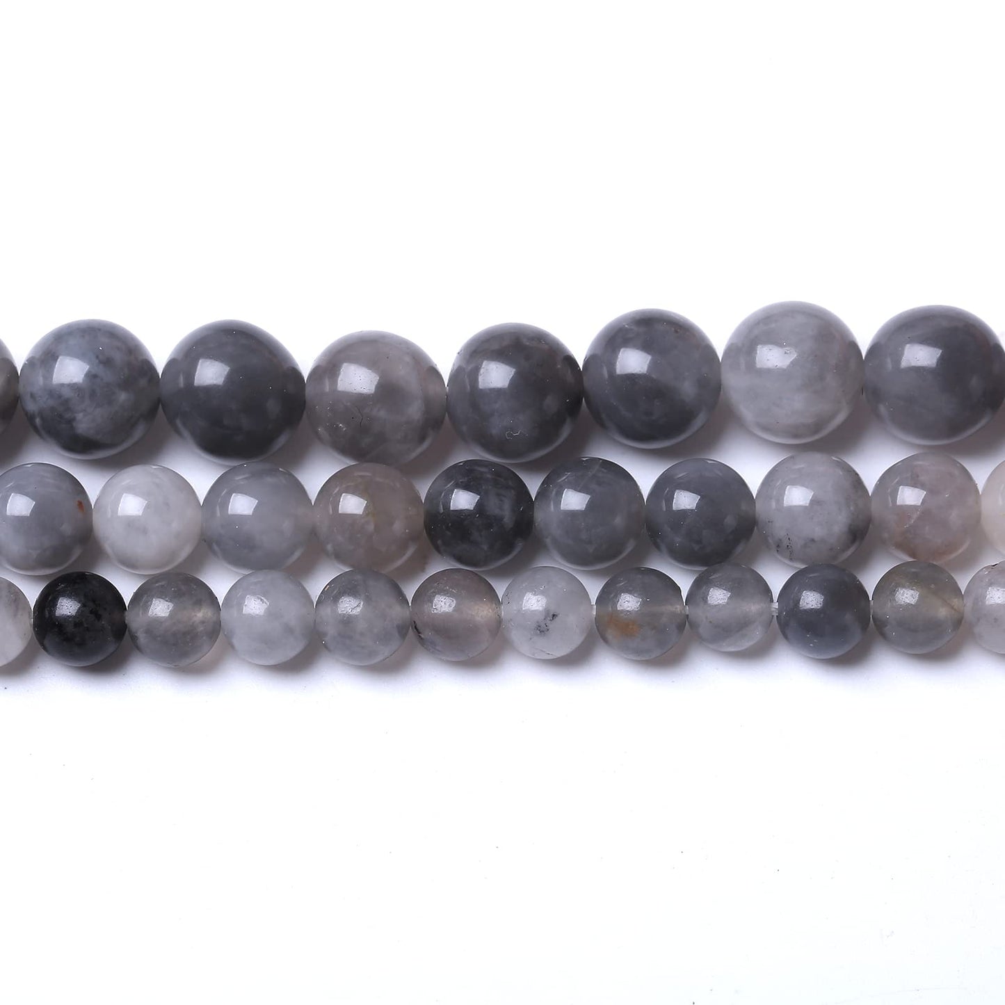 45PCS 8MM Natural Grey Crystal Beads Round Loose Stone Beads for Jewelry Making DIY Energy Stone Healing Power Bracelet 15"