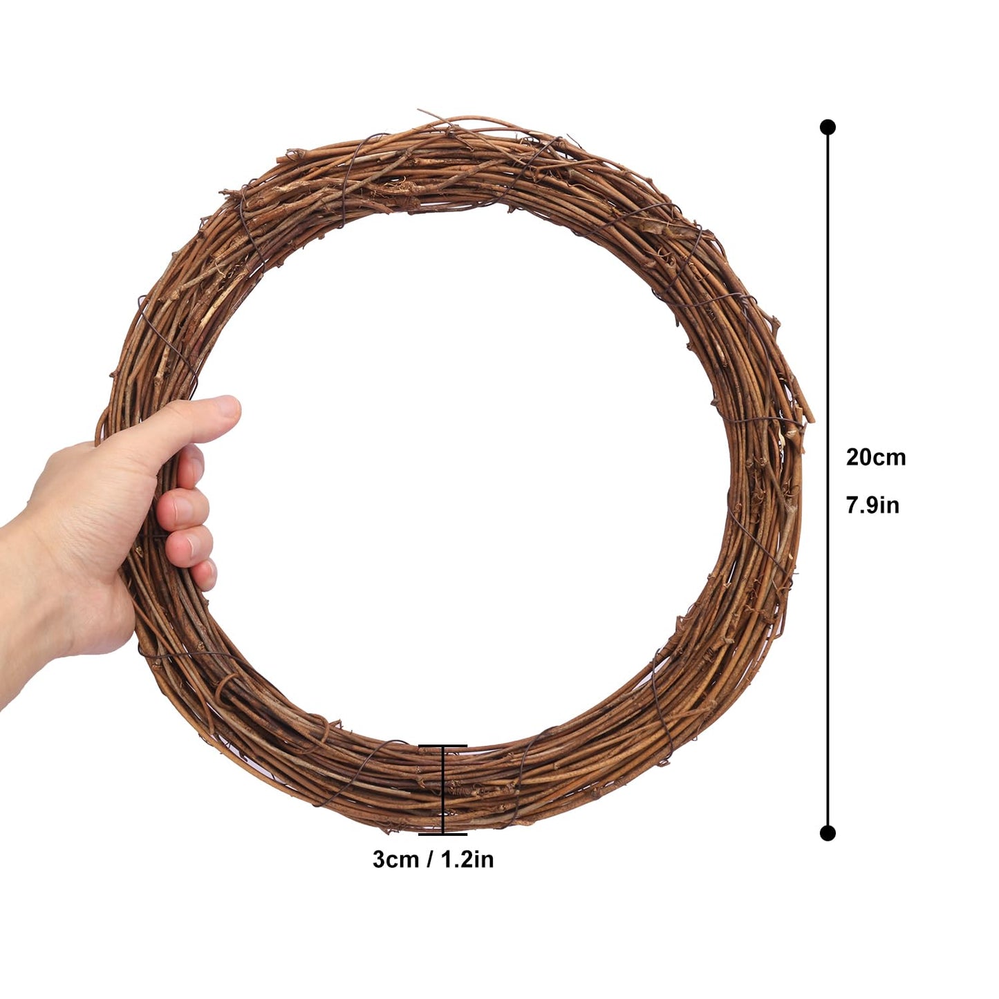 Geytetqi 10 PCS 8 Inch Natural Grapevine Wreaths, Beautiful Vine Branch Wreath for DIY Crafts and Christmas Decorations, Ideal for Outdoor and Indoor Use
