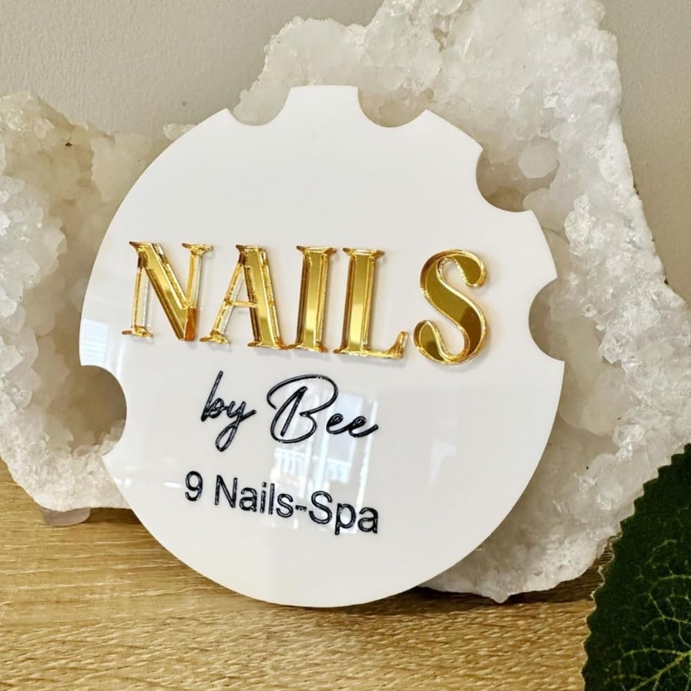 Custom Nail Logo,Personalized 3D Acrylic Nail Photo Prop,Nail Technician Gift,Prop for Nail Techs, Nail Selfie,Nail Photo Prop (white,10cm)