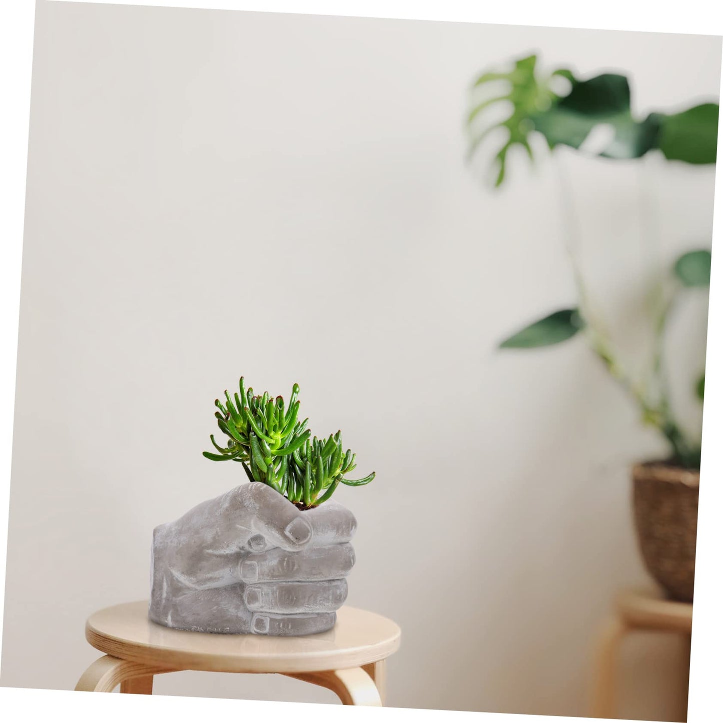 KONTONTY Fist Shape Cement Flower Pot Succulent Planter Indoor Outdoor Decorative Hand Shaped Plant Container for Home Balcony Patio
