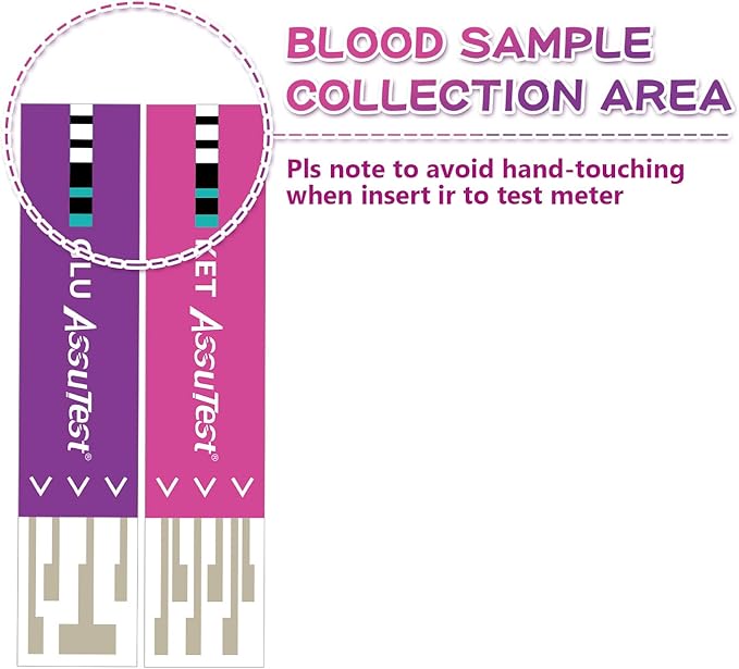AssuTest® 25pcs Blood Glucose & 25pcs Blood Ketone Test Stips Combo for Pets Cats and Dogs Diabetic Ketoacidosis Testing Monitor Kit with 50 Lancets