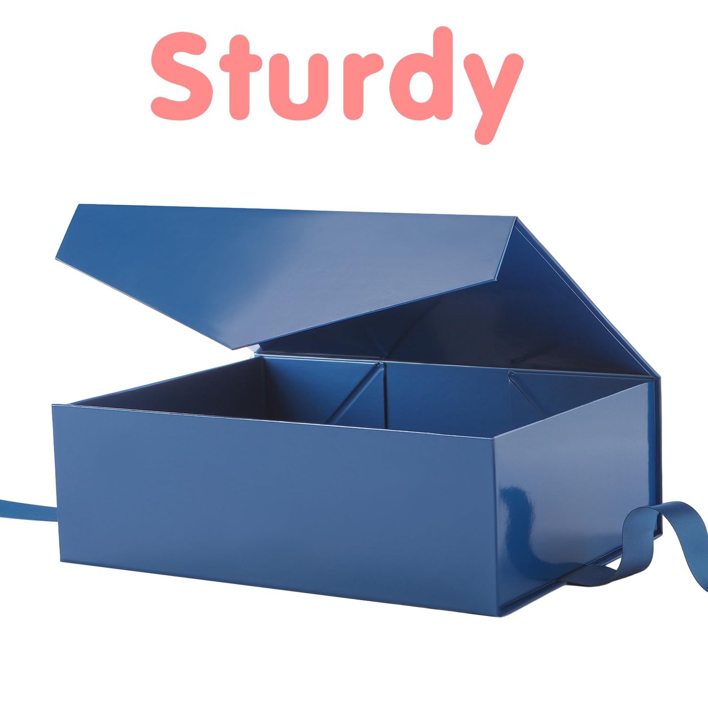 HAPPY POTATO 5 Large Gift Boxes withLid and Ribbon 11.5x8.1x3.8 Inches, Groomsmen Proposal Boxes, Magnetic Blue Gift Boxes for Presents (Glossy Blue, Pack of 5)