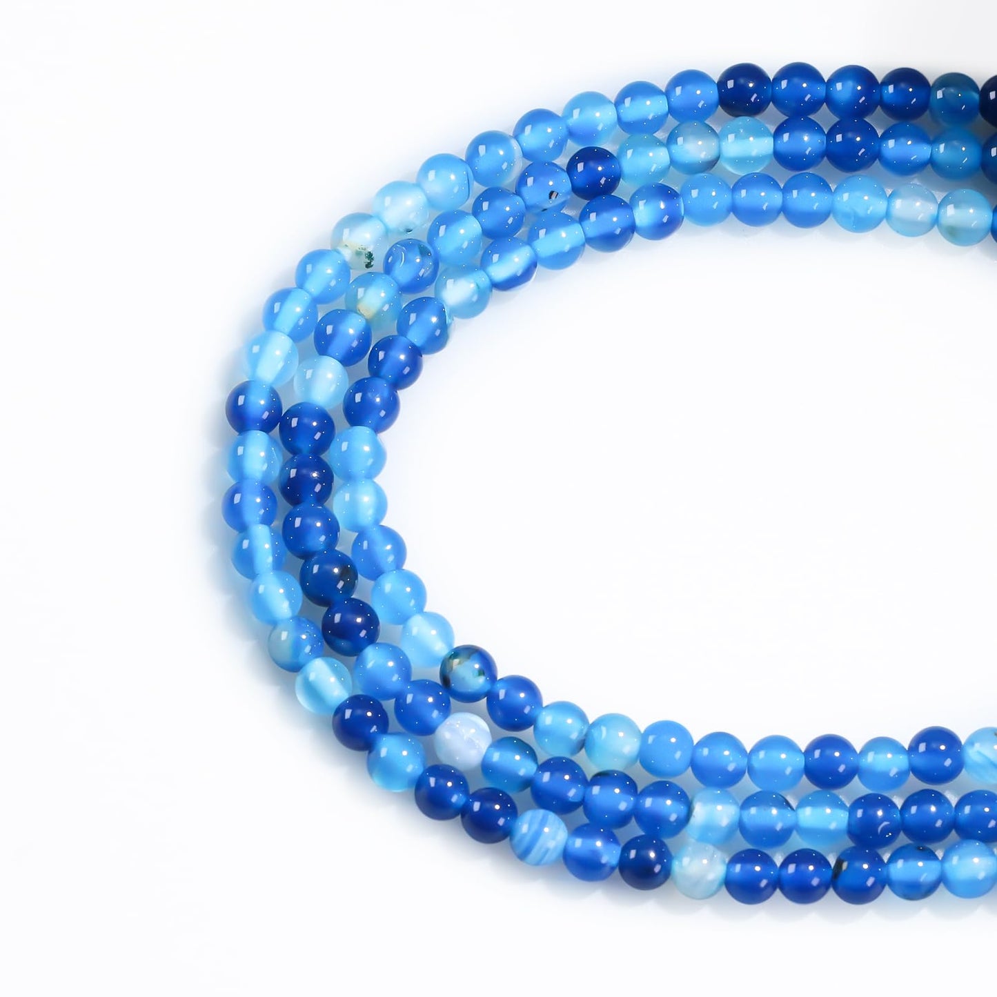 Natural Gemstone Round Loose Beads for Jewelry Making DIY Crystal Energy Healing 1 Strand 15" (Blue Stripe Agate, 4mm (15"/Strand))