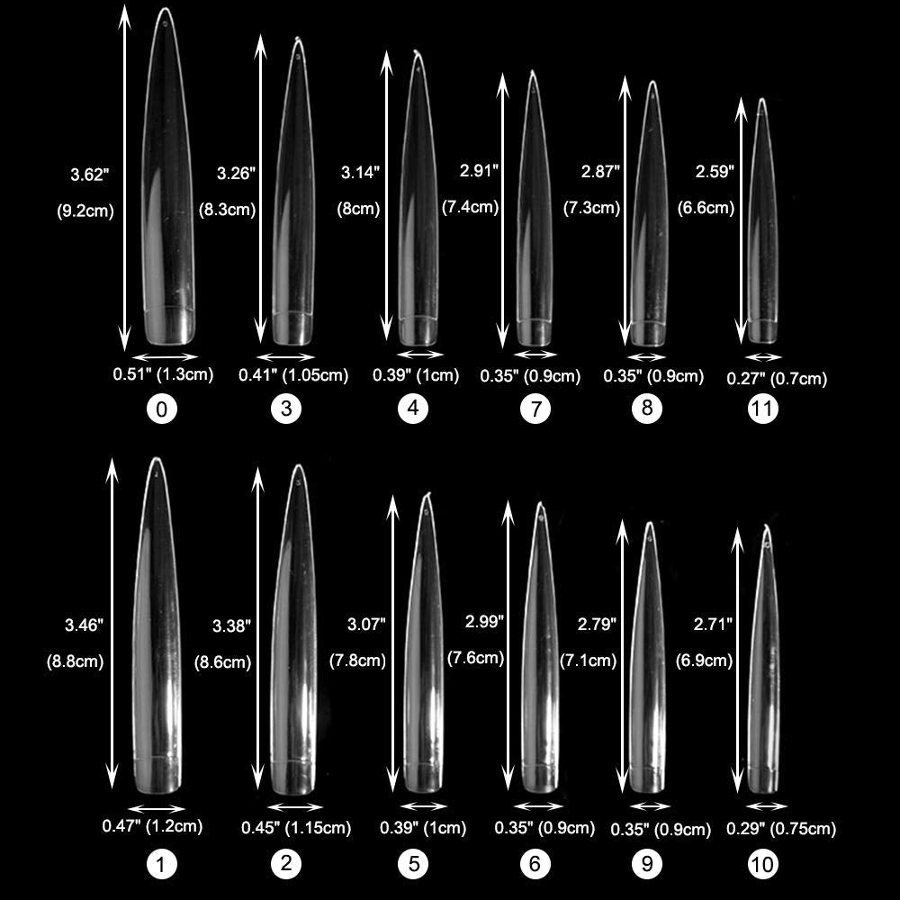 120 Pcs Stiletto Nail Tips Extra Long Sharp False Nail Art Tips Acrylic Fake Nail Tools Kit for Cosplay Bride (Natural)