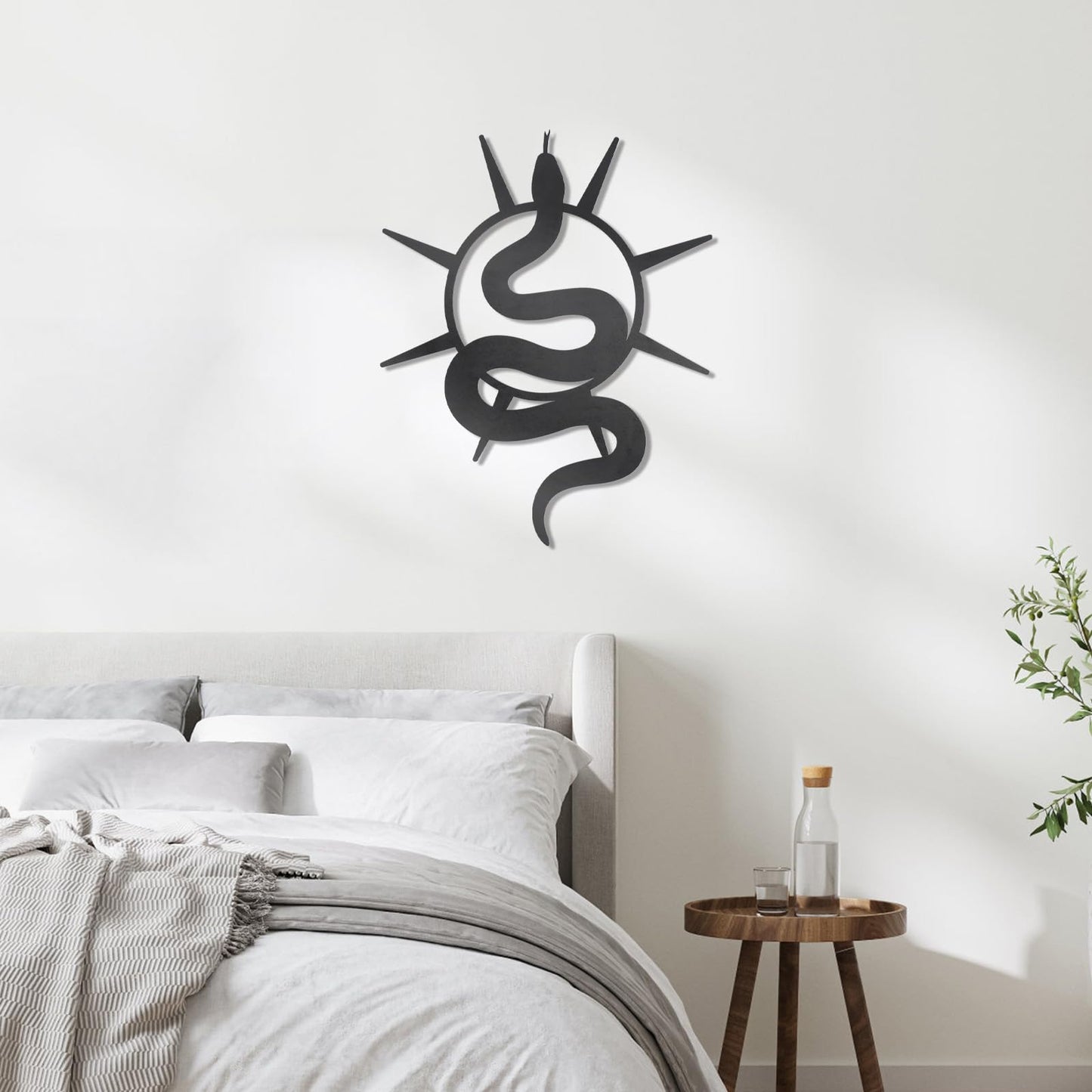 OYEFLY Black Snake and Crescent Moon Mirror Wall Decor,Gothic Snake Decorative Mural (style 2)