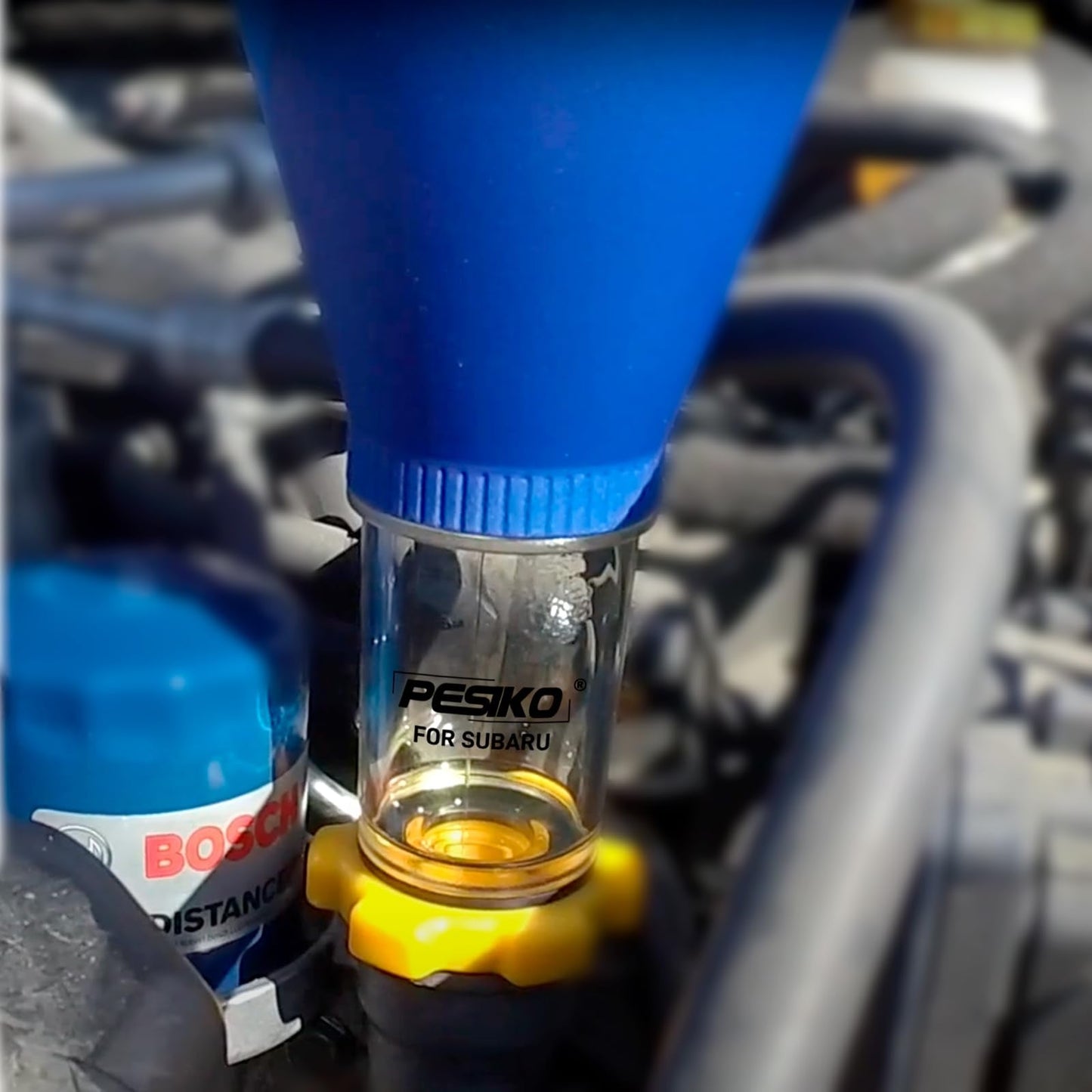 PESIKO Engine Oil Funnel Spill-Free Hands-Free Compatible with Subaru Vehicle for Fast & Easy Oil Change