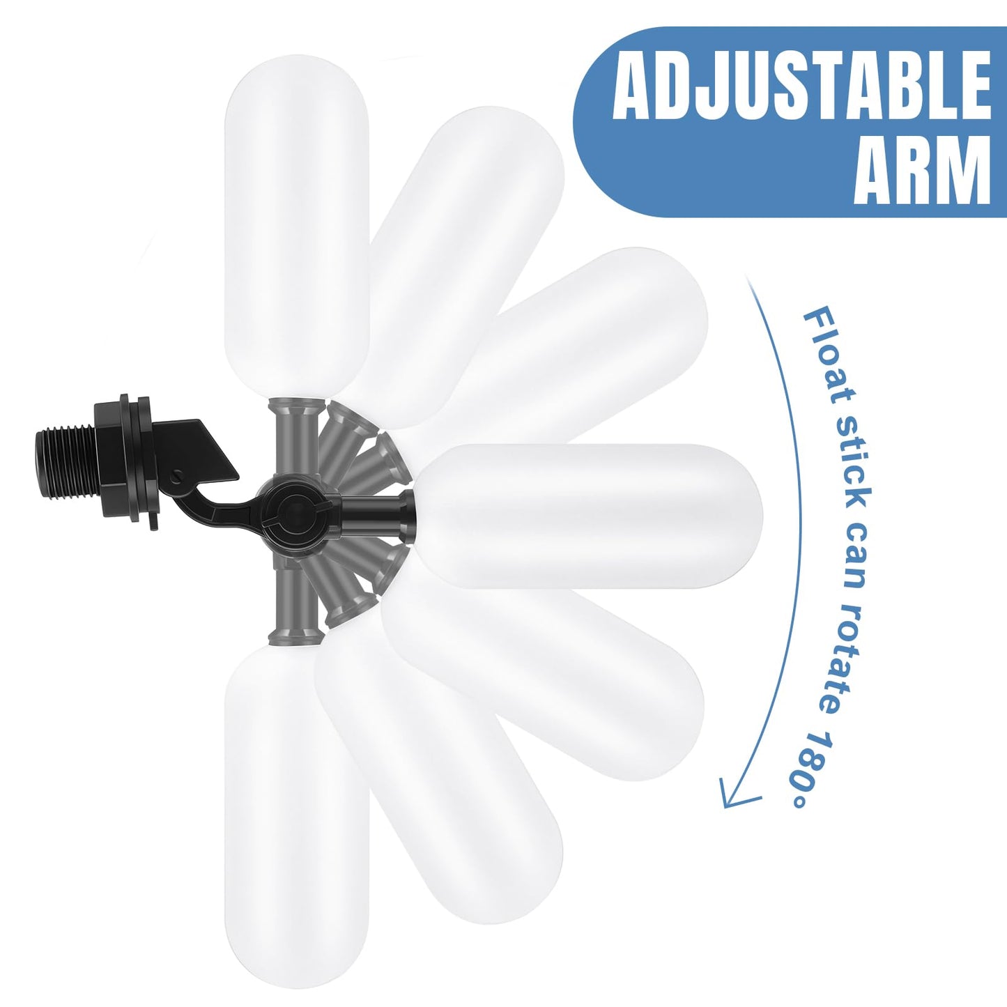 Blulu 3 Pack Float Valve, 1/2 Inch Automatic Pool Fill Float Ball Valve with Adjustable Arm for Ponds, Livestock Water Trough, Aquariums, Water Tank Level Control, Aquaculture(Black)