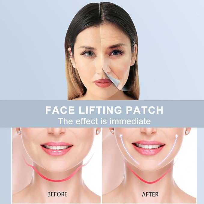 Invisible Face Lift Tape - 60 PCS Instant V-Shape Lift Patches for Jawline, Neck & Eyes | Waterproof Wrinkle-Smoothing Tape for Sagging Skin & Double Chin