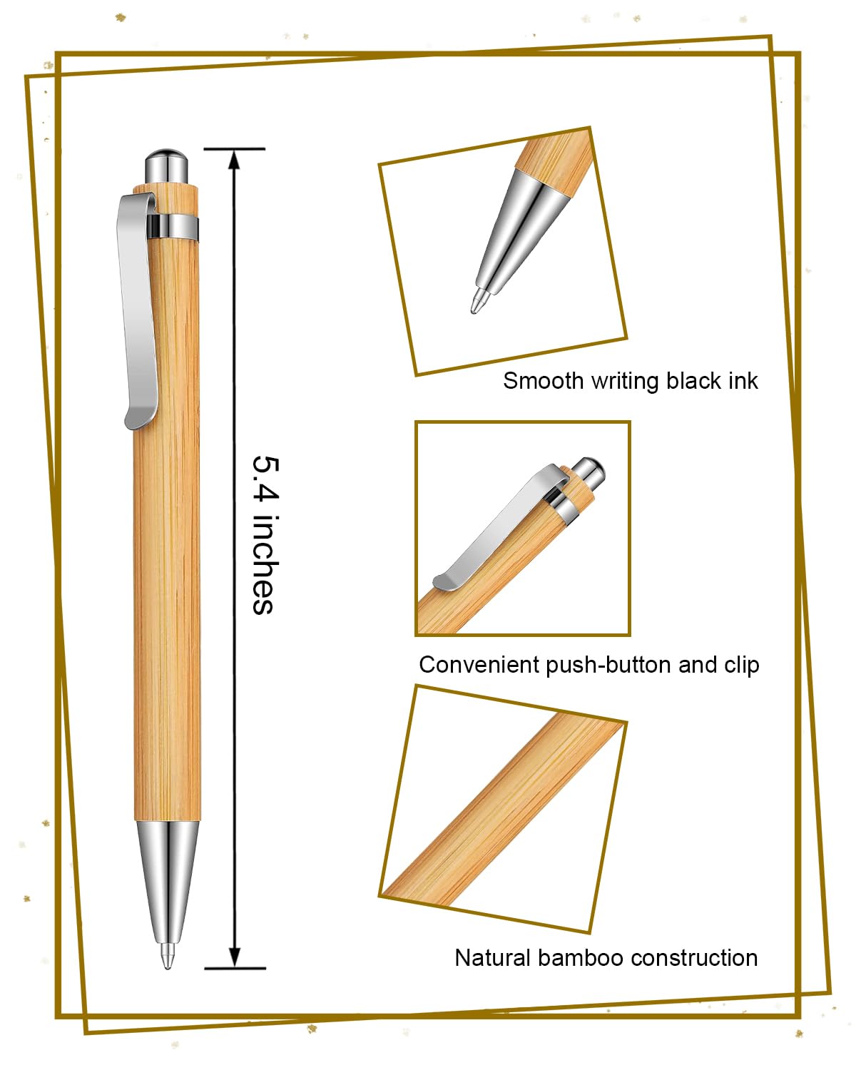 lyforx 250pcs Bamboo Pens Bulk Wooden Bamboo Pens Engraving Wooden Ballpoint Pen Customizable Gift Pen Bulk
