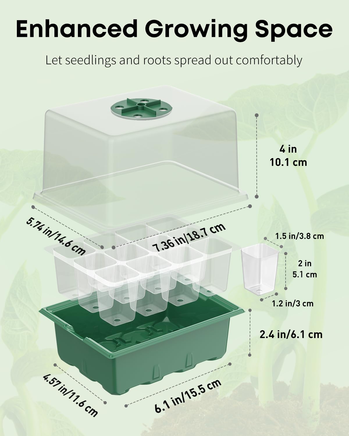 Pawfly 10 Pack Seed Starter Kit, 120 Cells, Seed Starter Trays with 4" Humidity Domes, Planting Tools & Labels, Indoor Seedling Starter Trays, Reusable Plant Germination Trays, Seed Starting Trays
