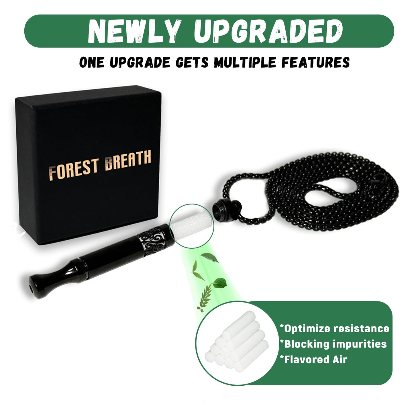 Quit Smoking Breathing Necklace V2,Breathing Necklace for Fidget Relief and Stress Relief,Naturally Switch from Bad Habits, Stop Smoking Aid for Anxiety Relief,Includes 6 Flavor core