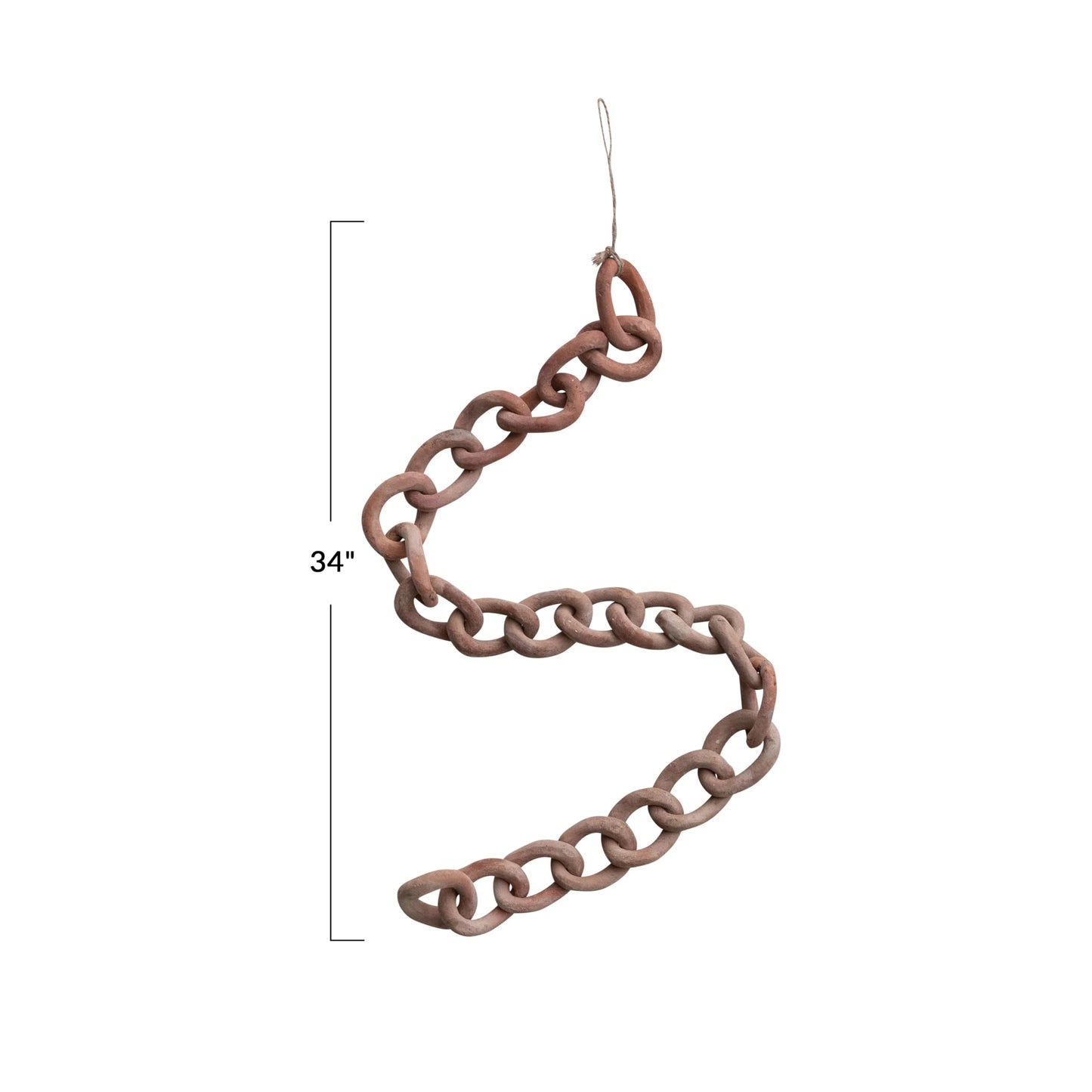 Creative Co-Op Long Handmade Terra-Cotta Chain Decor, Distressed Finish