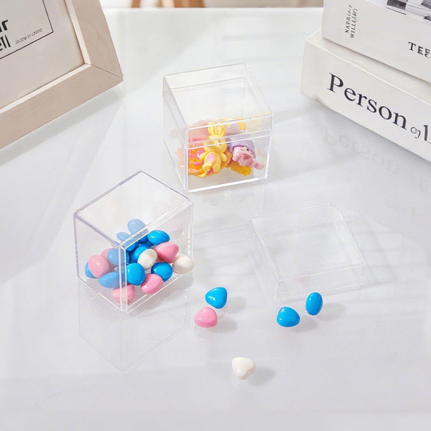 Okllen 36 Pack Acrylic Boxes with Lid, Clear Square Cubes Treat Gift Boxes Candy Storage Container for Candy, Little Trinkets, Jewelry, Party Favor, 2''x2''x2''/5x5x5CM