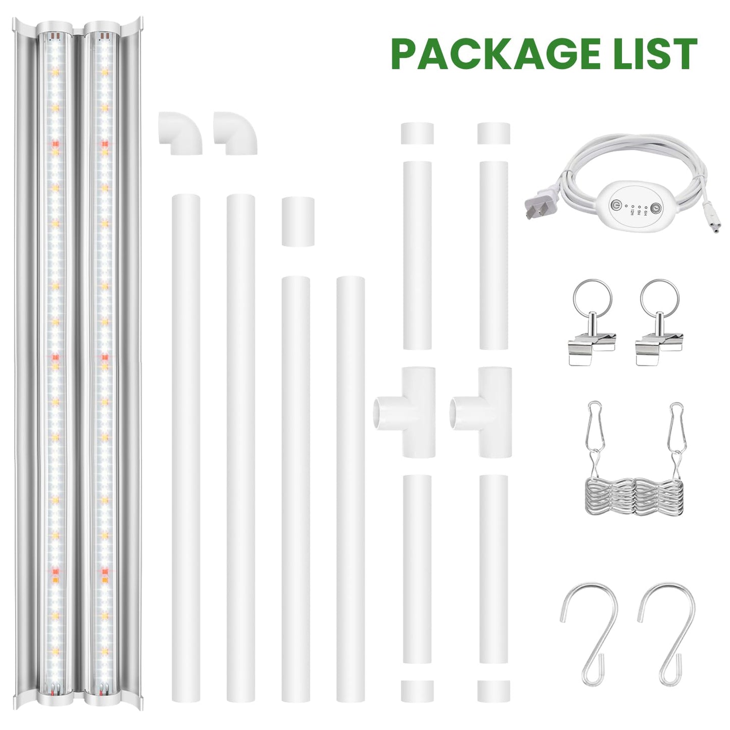 Wolezek Grow Lights for Seed Starting with 6/9/12H Timer, 2ft T5 144 LEDs Full Spectrum Grow Light Seedling with Stand for Indoor Plants, 32W High Output Seed Starter Light Kit, Height Adjustable