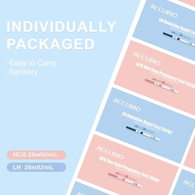 50 Ovulation Test Strips and 20 Pregnancy Test Strips Combo Kit, Rapid Fertility Predictor Kit, Accurate Pregnancy Detection, Prueba de Embarazo, 5mm Wider, with 70 Urine Cups (50LH+20HCG)