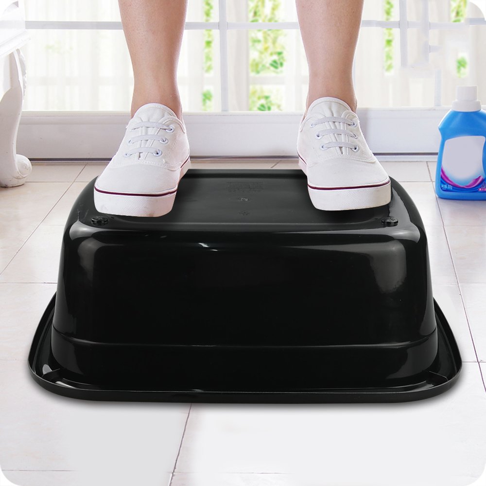 Idotry Rectangle Plastic Black Washing Basin/Tub, Pack of 2 (18 Quart)
