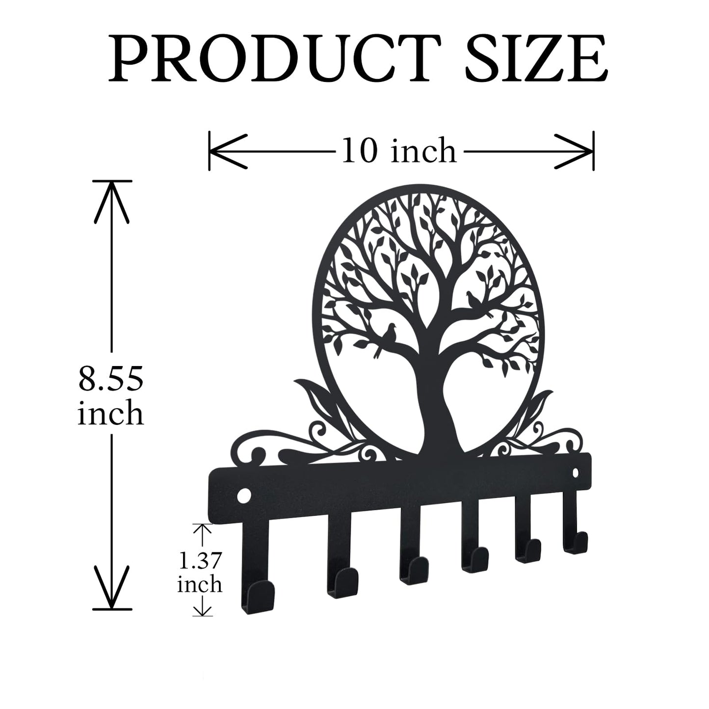 IASIRTGN Tree of Life Key Holder for Wall, Wall-Mounted Metal Key Rack with 6 Hooks, Key Hanger for Entryway, Hallway, Kitchen, or Office