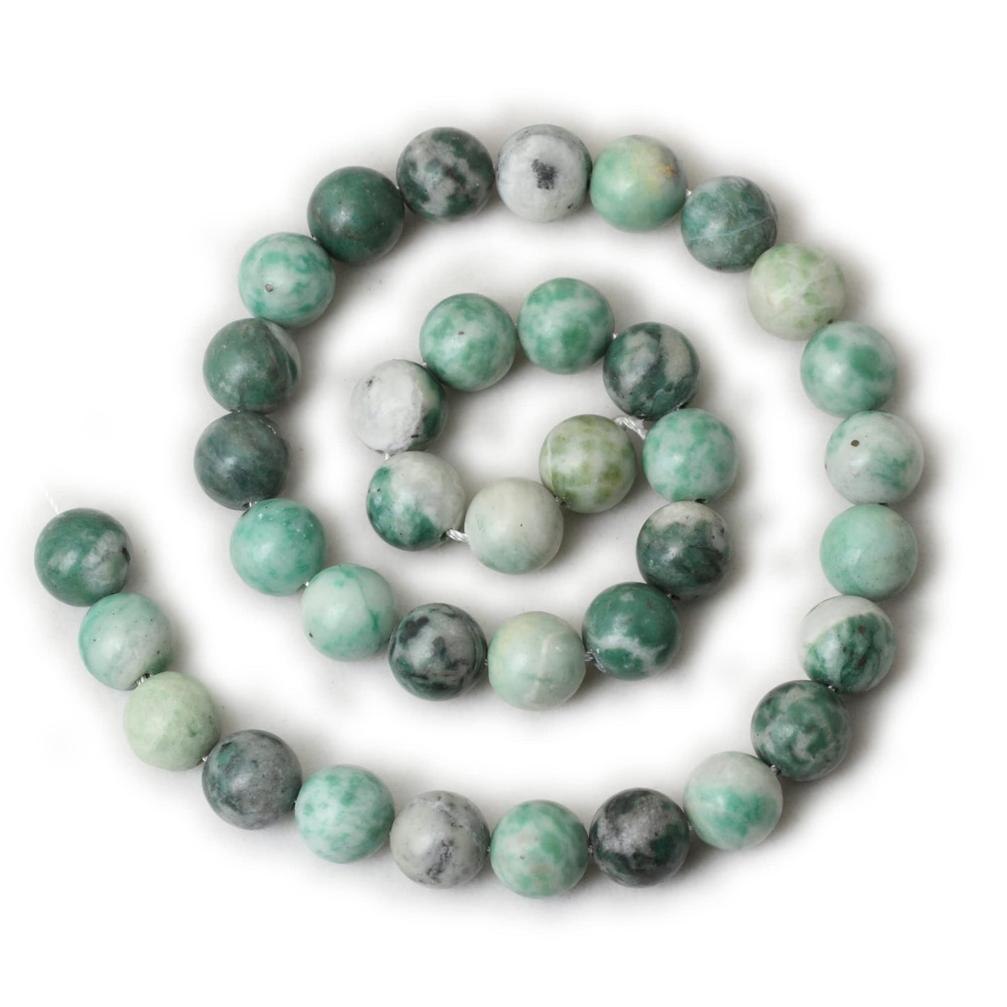 CHEAVIAN 35PCS 10mm Natural Qinghai Jade Gemstone Round Loose Beads for Jewelry Making 1 Strand 15 Inches