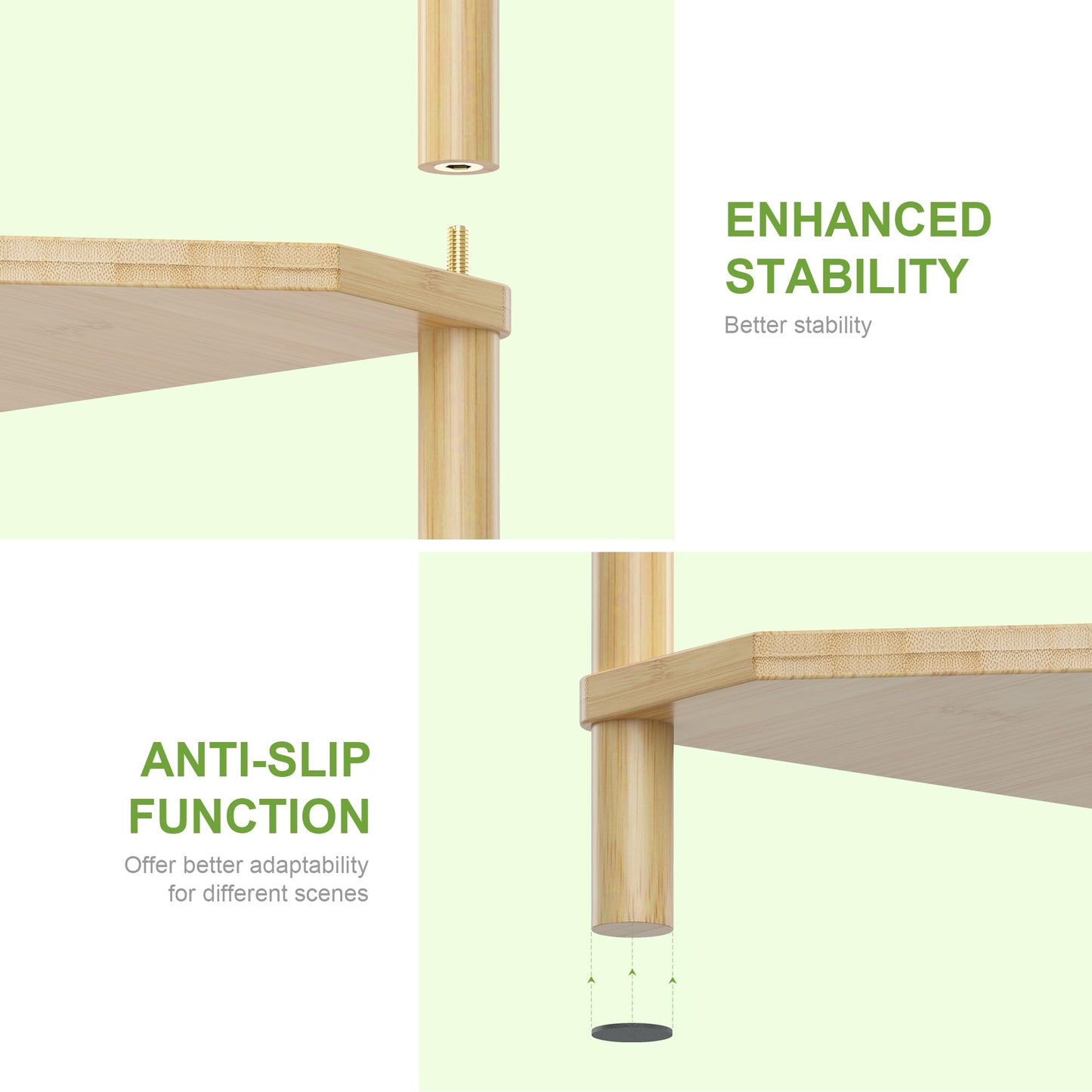 Wisuce Corner Shelf Stand - 5 Tier Natural Bamboo Small Corner Bookshelf for Office Kitchen Bedroom Plant Stand Living Room Decor Small Space