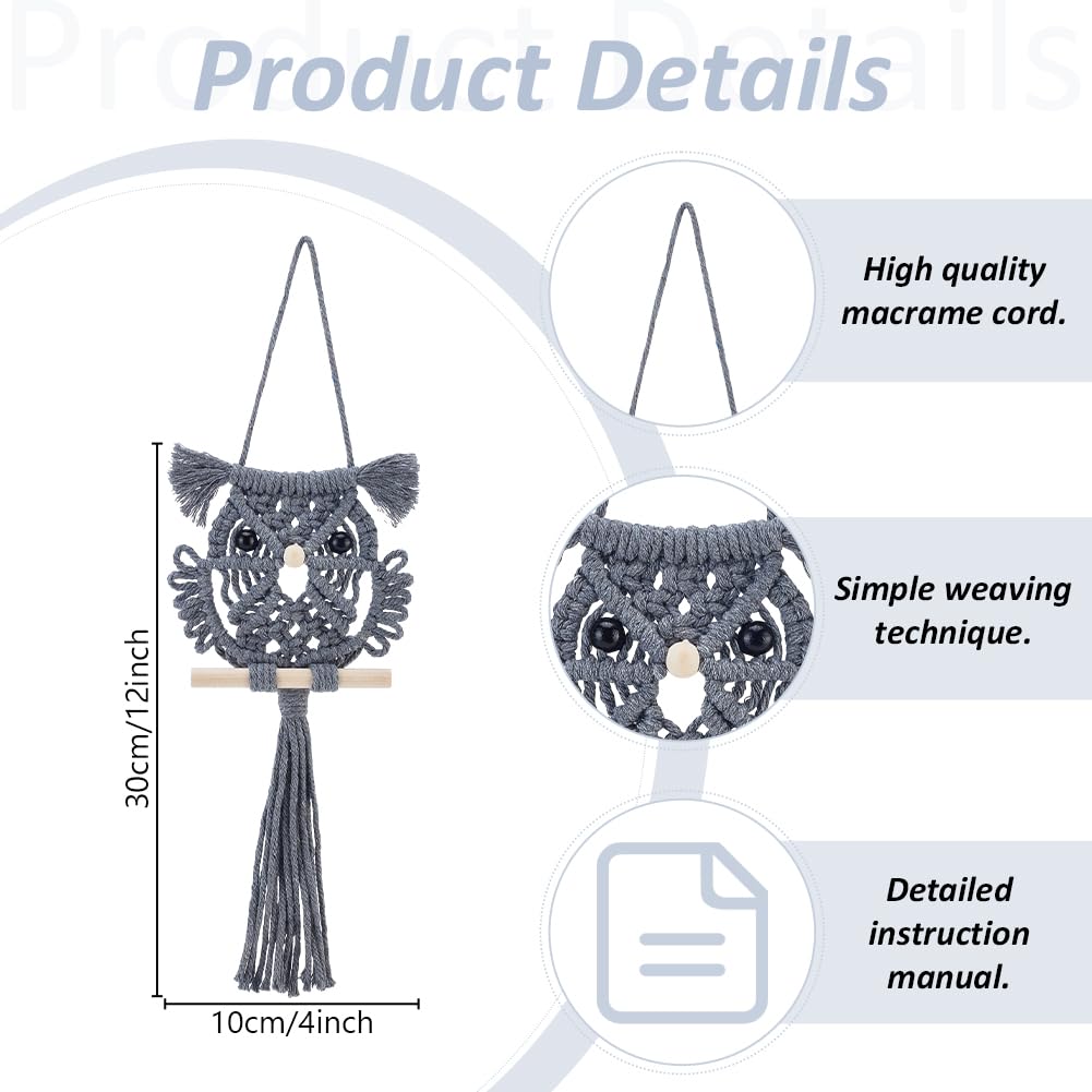 ACRNIGHEET 6PCS Macrame Owl Kit, Boho Owl Macrame Wall Hanging Supplies Decor, Macrame Kit for Adults Beginners, DIY Macrame Kits Includes Instruction with Video Home Decor Craft Kits for Adults