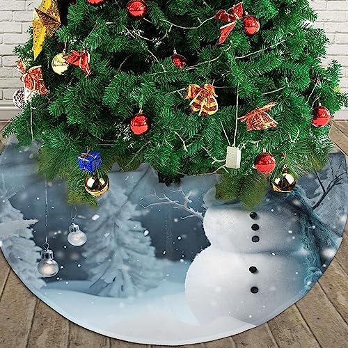Christmas Snowflake Snowman Christmas Tree Skirts 36", Xmas Tree Cloth Mats Trees Skirts for Decor Gift, Home Decoration