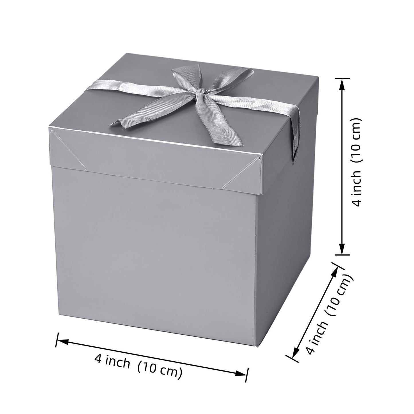 GP SUP 12 Packs Gift Boxes with Lids,Paper Gift Wrap Boxes 10x10x10cm,for Gifts, Bridesmaids, Chocolate, Cupcake, Crafting,Mother's Day(Silver, 4”×4”×4”)