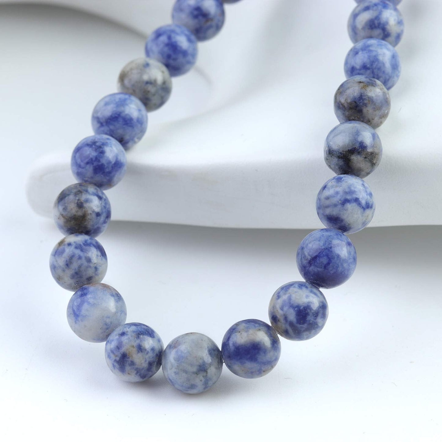 Filluck Natural Stone Beads 8mm Bule Sodalite Polished Round Smooth Gemstone Beads for Jewelry Making 15 Inch(Bule Sodalite,8mm)