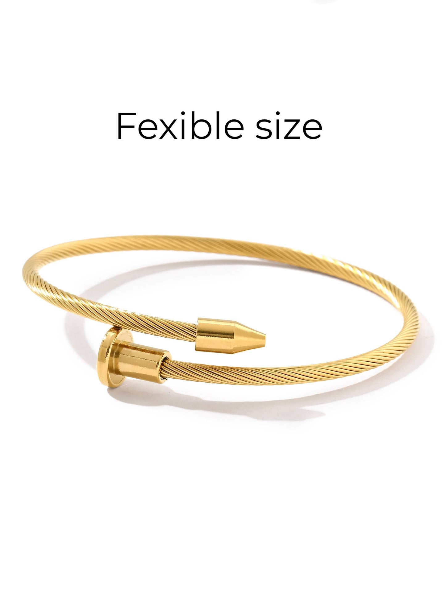 Billet-doux 18K Gold Plated Nail Love Bangle Bracelets Set For Women, Stackable Four-Leaf Clover Adjustable Tennis Bracelet Non-Tarnish Trendy Jewelry Gifts Perfect for Her