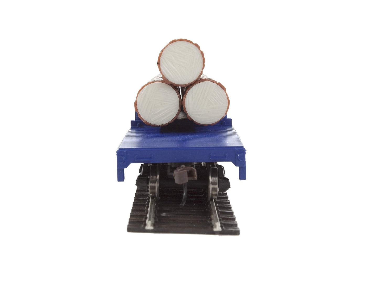Walthers Trainline Log Dump Car with 3 Logs-Ready to Run-Alaska Railroad #17102 (Blue, Yellow Conspicuity Marks) 931-1770 HO Scale Model Railroad - Freight Model