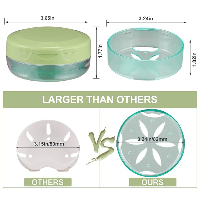 Denture Case, Leak Proof Denture Bath Case Cup Kit for Travel Cleaning, Denture Holder Box Bath Soaking Container for Women & Men with Mirror, Strainer, Removal Tool and Denture Brush(Green)