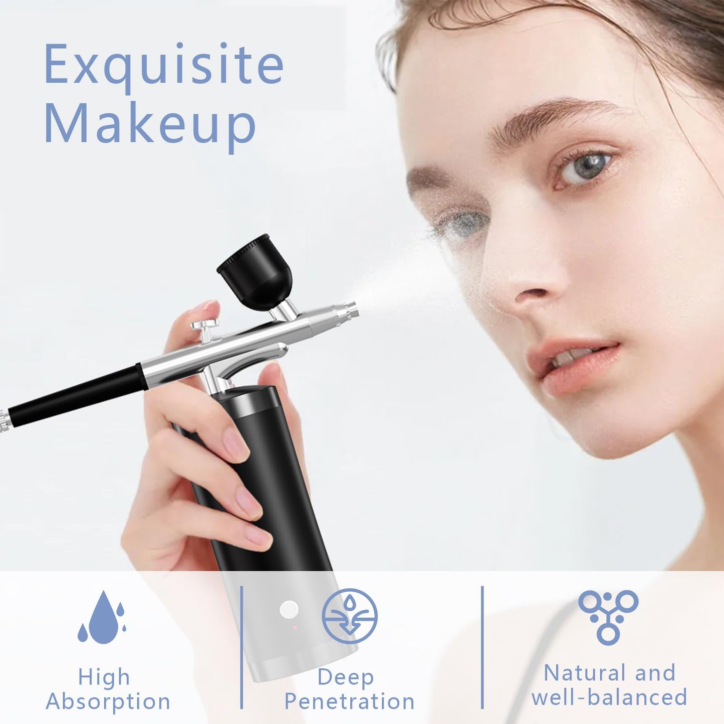 Airbrush Kit With Compressor 48PSI Rechargeable High Pressure Air Brush Set Cordless Airbrush Kit with 0.3mm Nozzle for Painting,Nail Art, Cake Decor,Makeup,Modeling (Black)