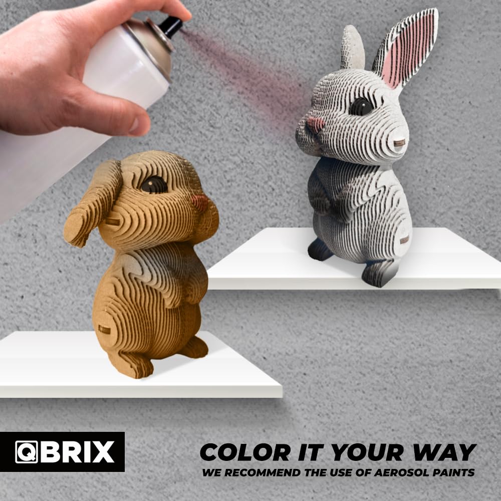 QBRIX Big-Eared Couple 3D Puzzles for Adults, 3D Model Kit for Teens, DIY Crafts for Home Decor, Original Gift for Boys&Girls 14+, Cardboard Model Building Kit