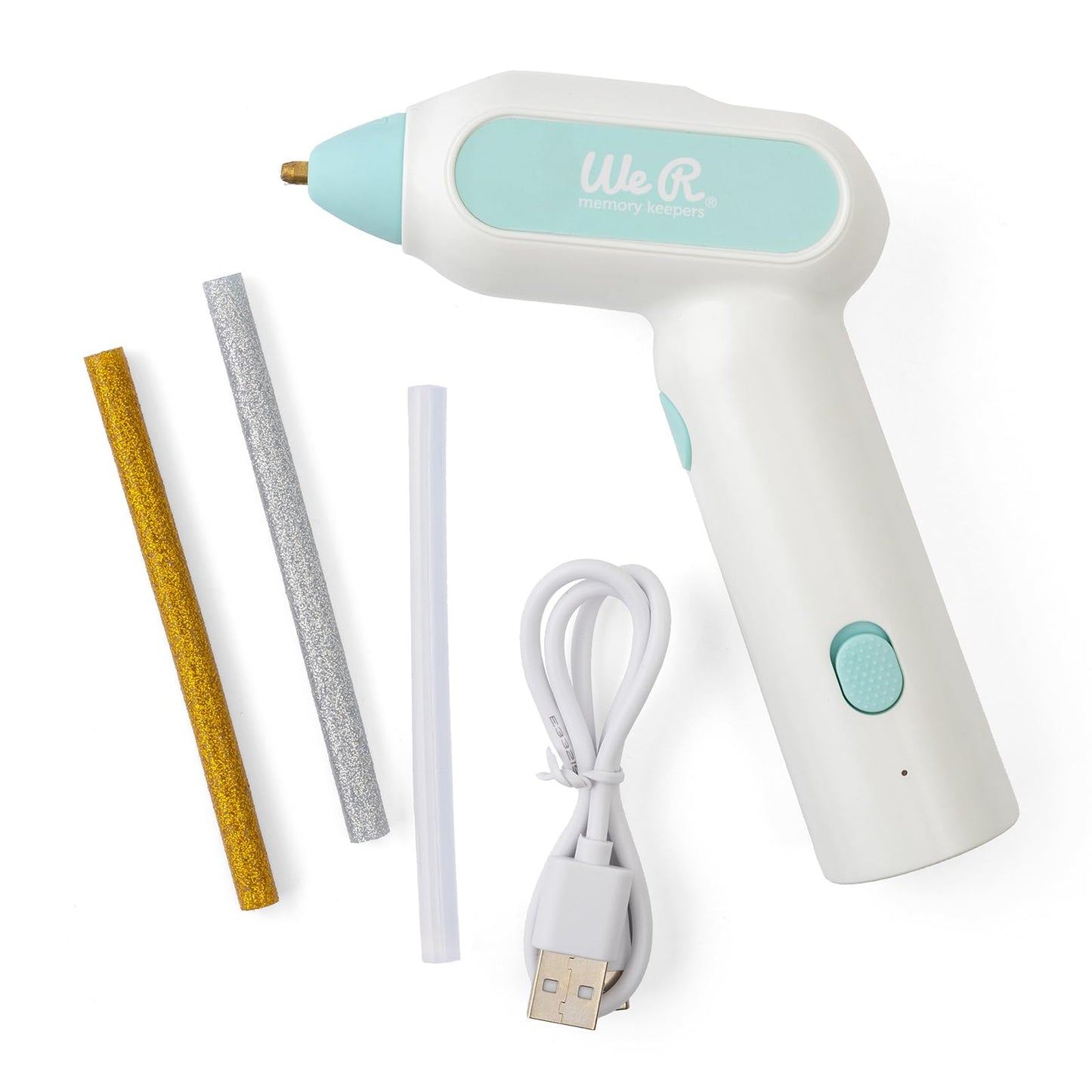 We R Memory Keepers Cordless Creative Flow Hot Glue Gun Kit, Quick Heat, Rechargeable Glue Gun and Sticks Set, Includes 20 Glue Sticks, Hot Glue Gun Cordless & Rechargeable