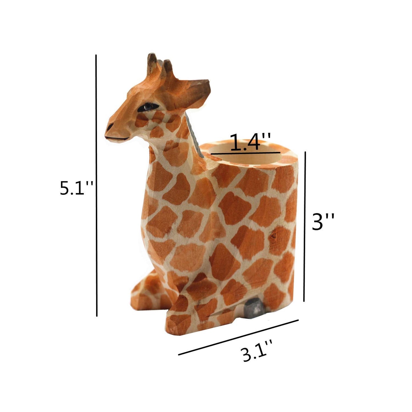 TANG SONG Creative Wood Carving Giraffe Handicrafts Pen and Pencil Holder Office Desk Supplies Organizer Pencil Cup